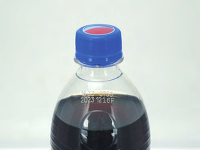 Laser date code on a PET bottle