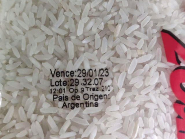 Thermal transfer date and lot code on a rice bag